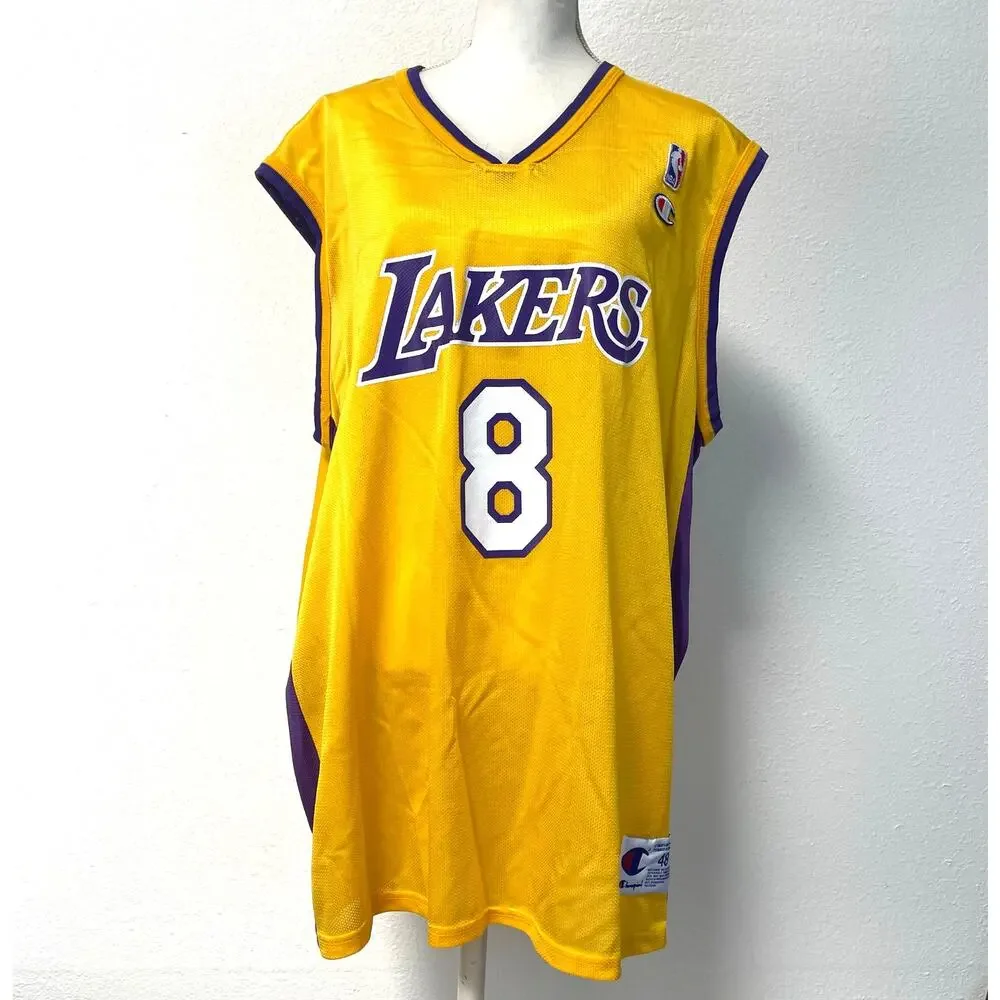 Champion LA Lakers Kobe Bryant #8 NBA Basketball Yellow/Purple Jersey Size 48/XL - Picture 1 of 12